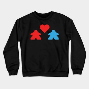 Red And Blue Meeple Couple Board Game Valentine's Day Crewneck Sweatshirt